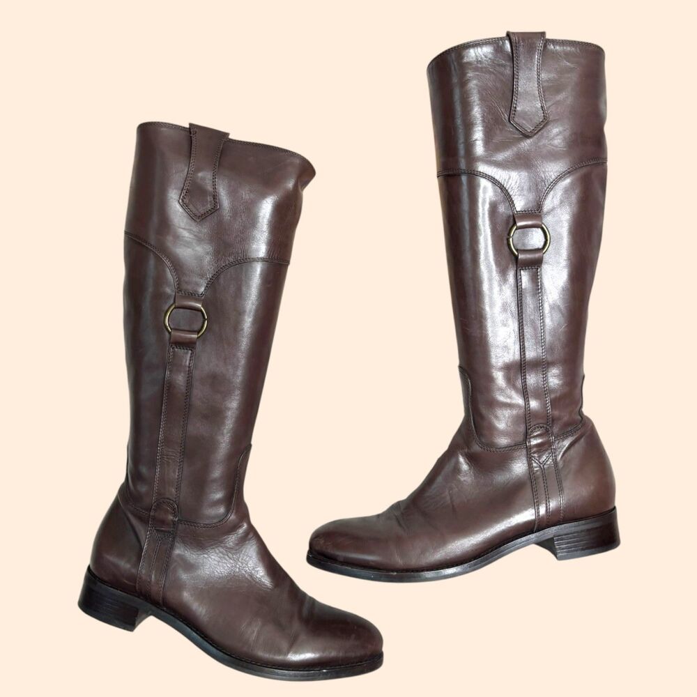 AGL Vintage Brown Leather Riding Boots